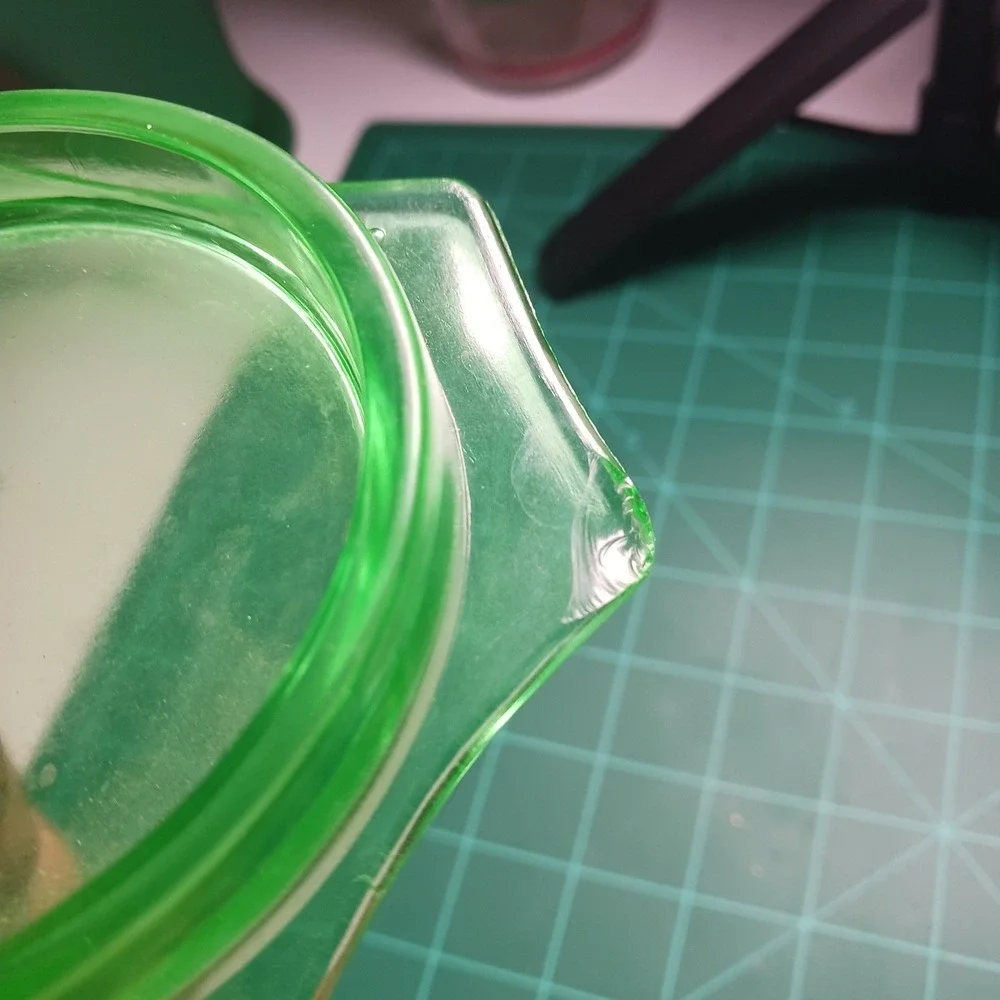 VTG CAMBRIDGE Decagon Uranium glass Cream & Sugar caddy